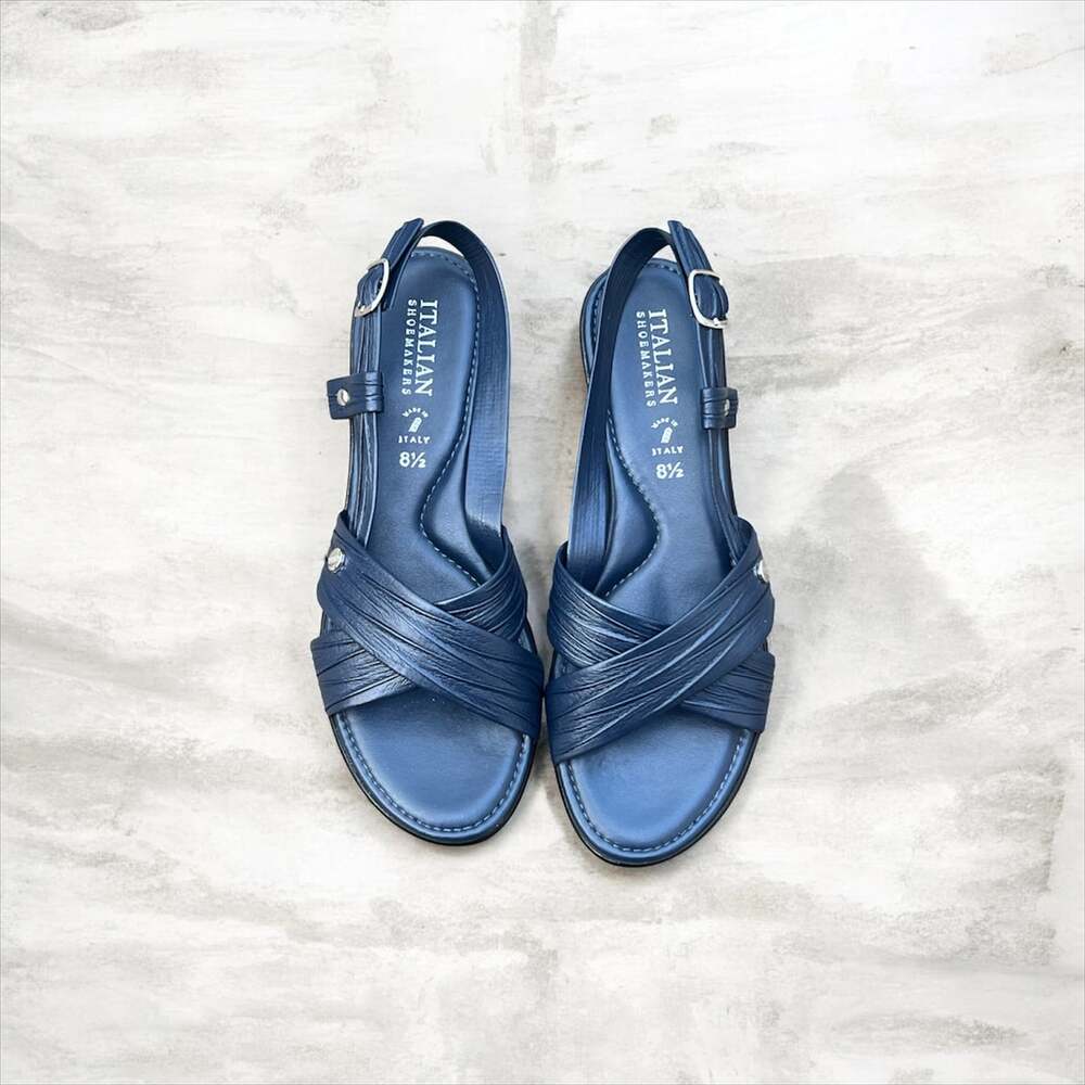 Italian Shoemakers Women's Navy Blue Crisscross Wedge Sandals Size 8.5